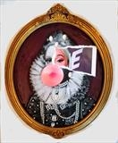 Cardi B v. Queen Eliz 1 by Helen Gorrill, Painting, Oil paint and collage on board