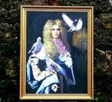 Portrait of Duke with Pigeon Shit by Helen Gorrill, Painting, Oil paint and collage on board